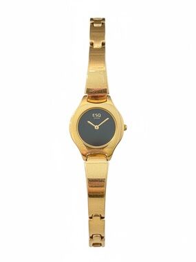 Vintage ESQ by Movado Minimalist Black Dial Watch in Gold Model 100563